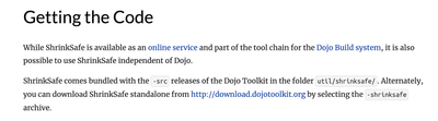 Dojo Shrinksafe screenshot javascript minification tools for eCommerce sites