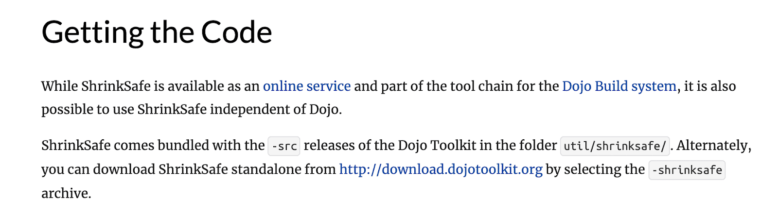 Dojo Shrinksafe screenshot javascript minification tools for eCommerce sites