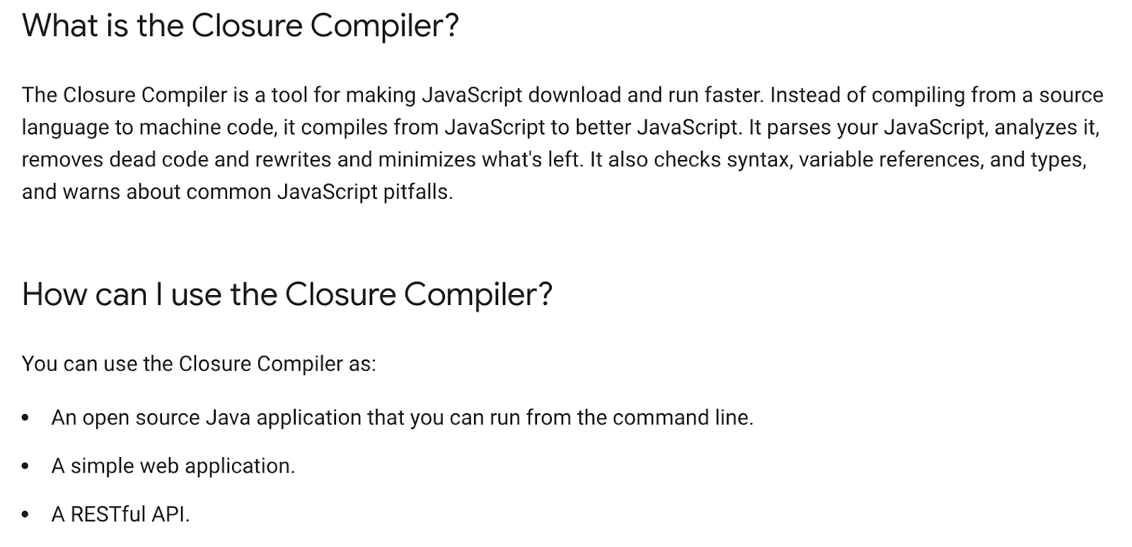 Google closure compiler javascript minification tools for eCommerce sites