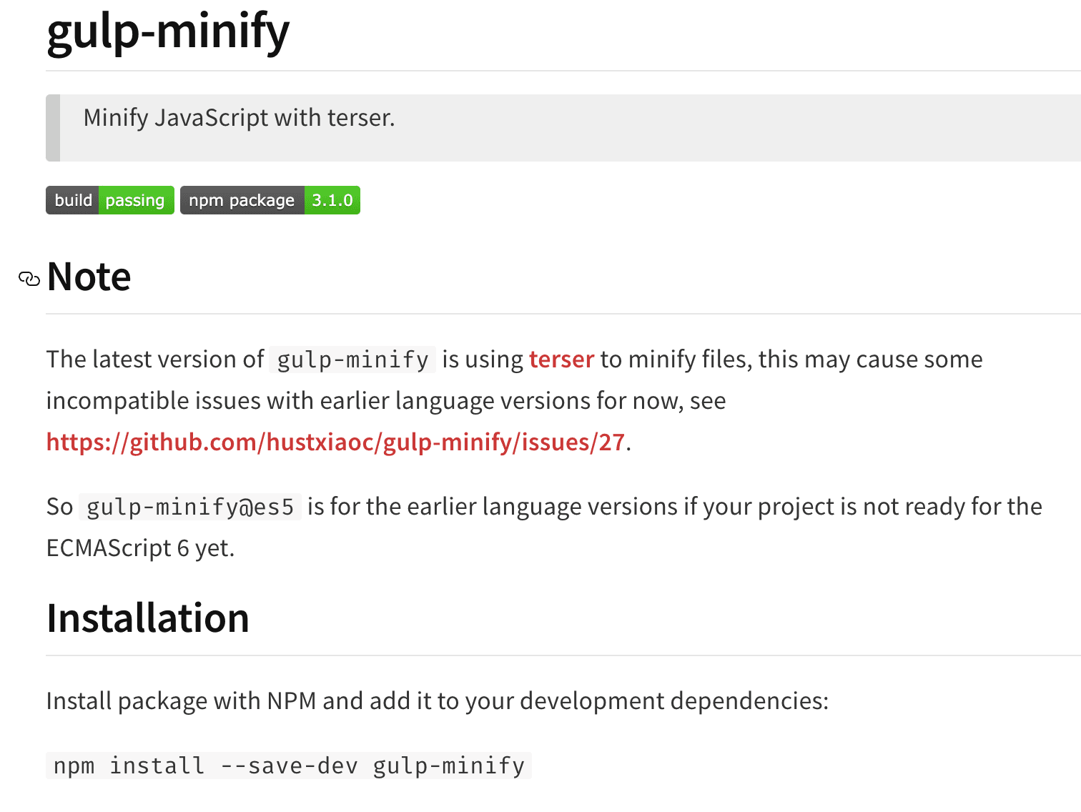 Gulp-Minify screenshot javascript minification tools for eCommerce sites