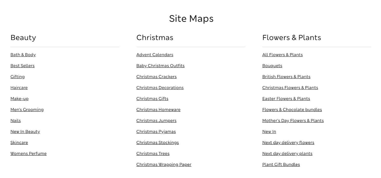 HTML site map example