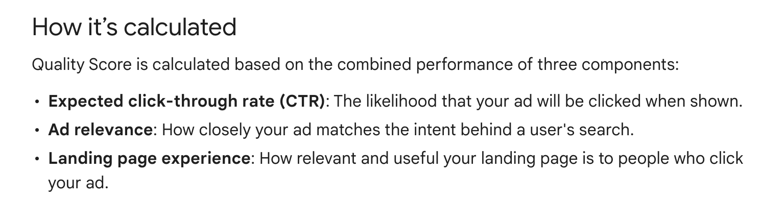 Google Quality Score guidelines explained