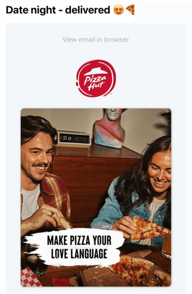 Pizza Hut Emoji Use In Email Subject Line Example