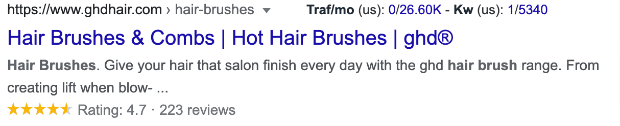 Product reviews in search results for eCommerce SEO