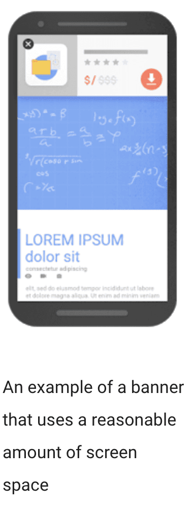 banner that uses adequate amount of screen space