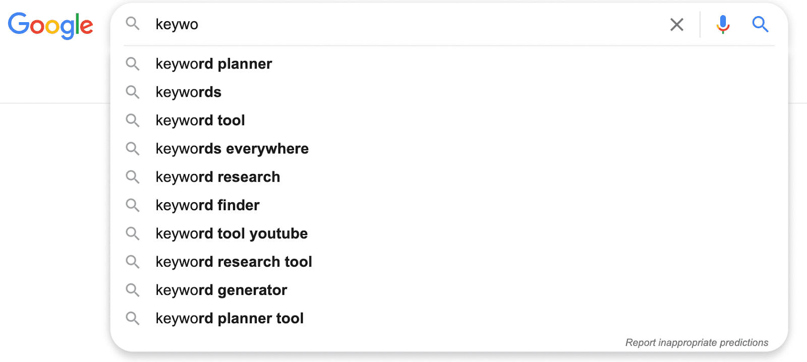 google autocomplete examples