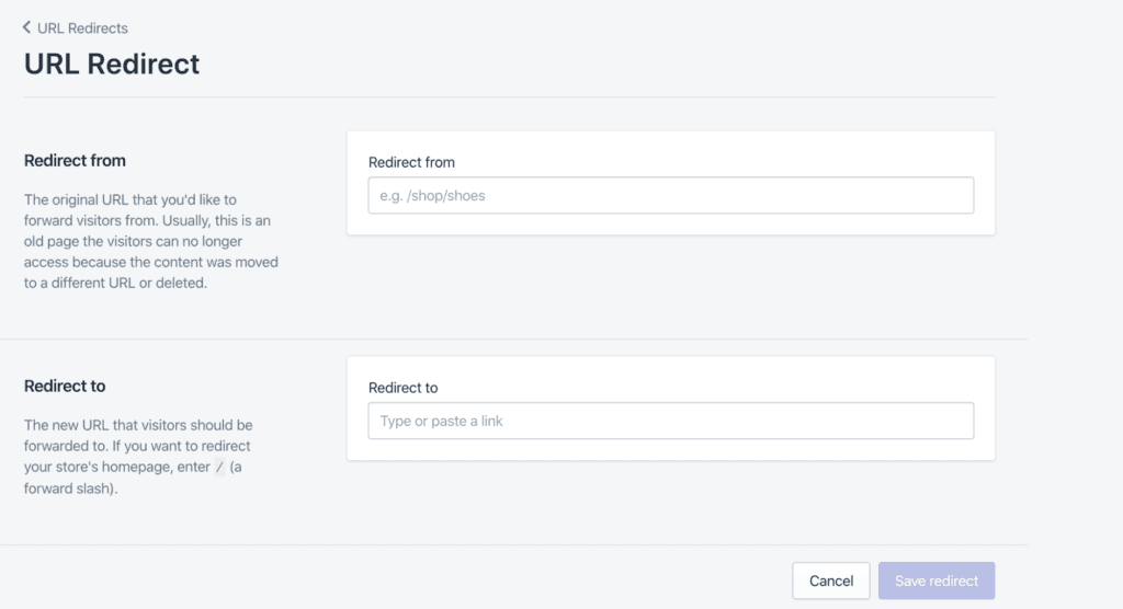 url rewriting and redirects shopify 