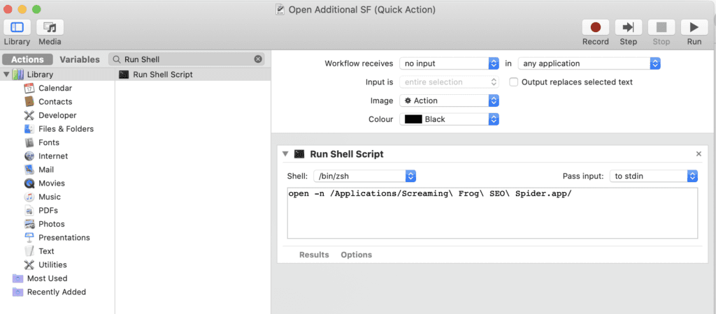 Run Screaming Frog Shell Script