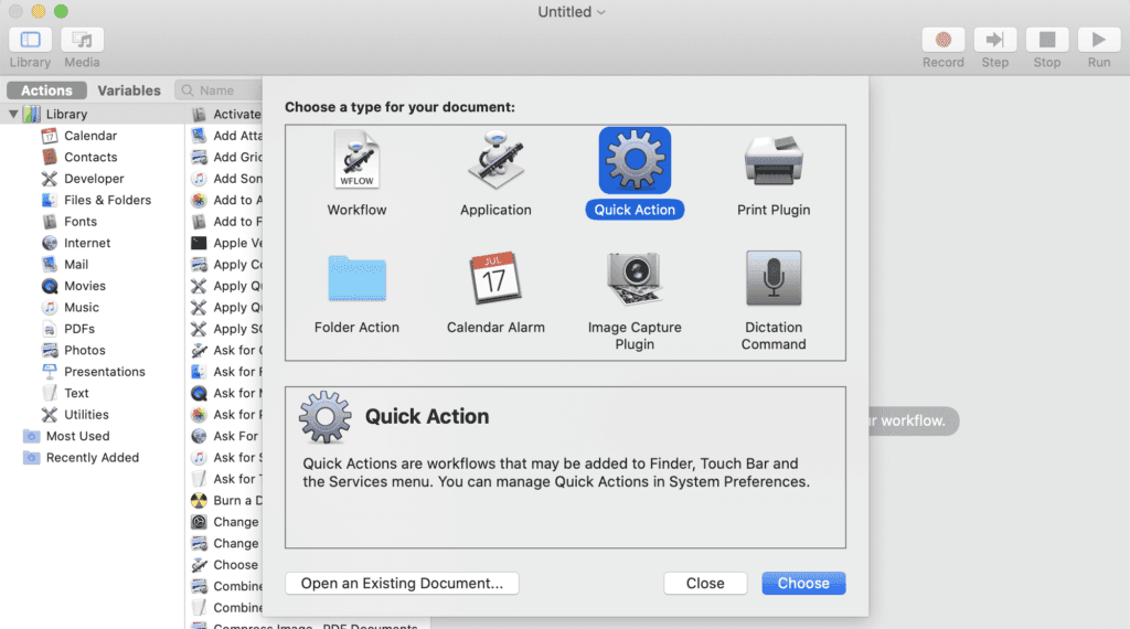 Automator Quick Action