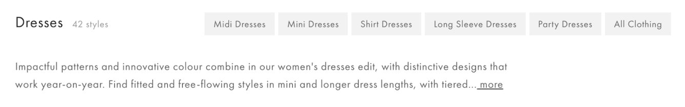 Oliver Bonas sub category links example