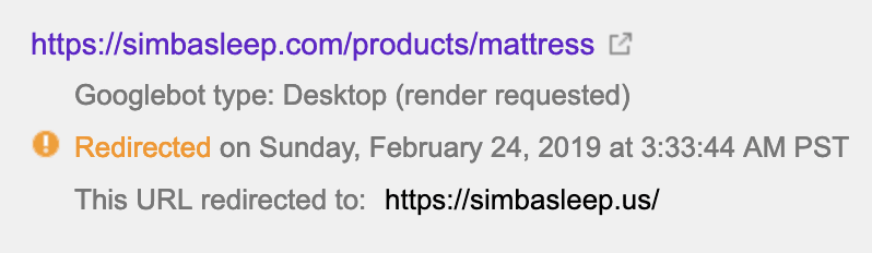 screenshots showing how testing the UK pages as Googlebot kept redirecting us back to the USA website 2